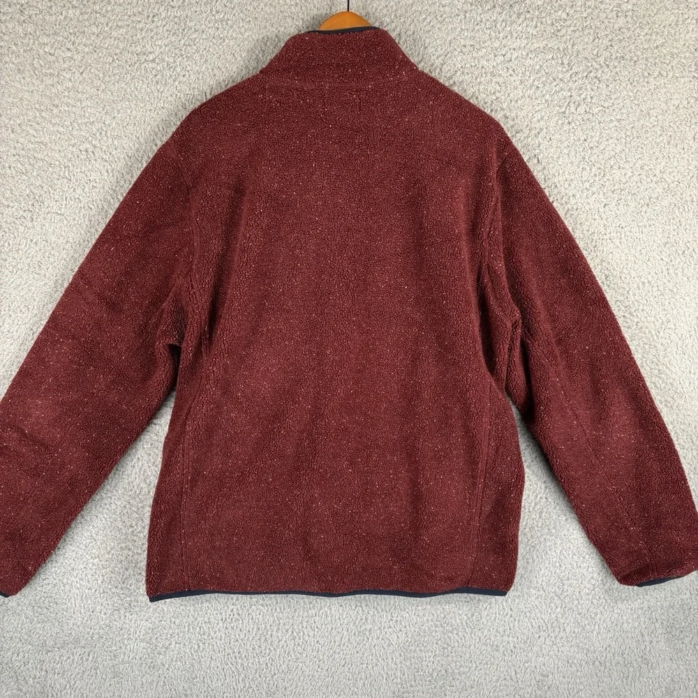 J Crew Sweater Mens Large‎ Burgundy Nordic Sherpa Fleece T Snap Pullover AQ009